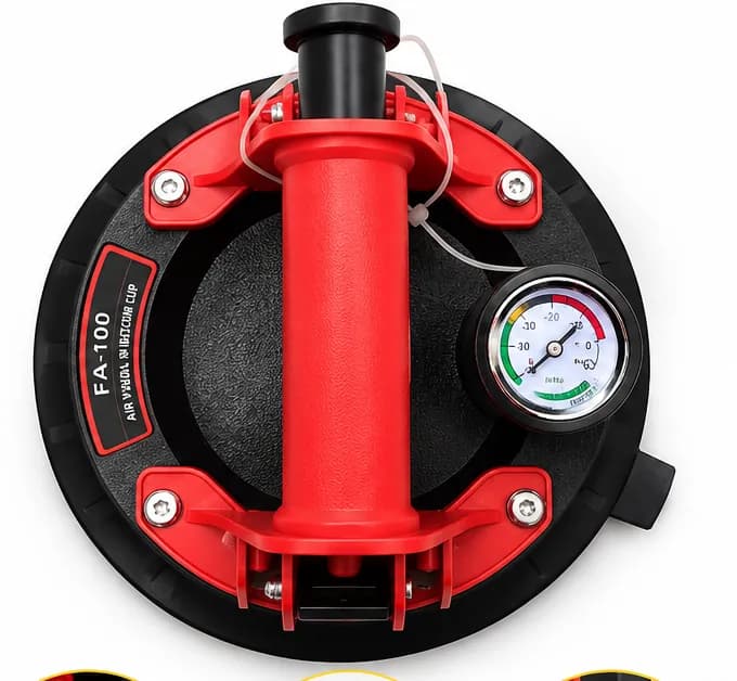 Air vacuum suction cup with pressure meter