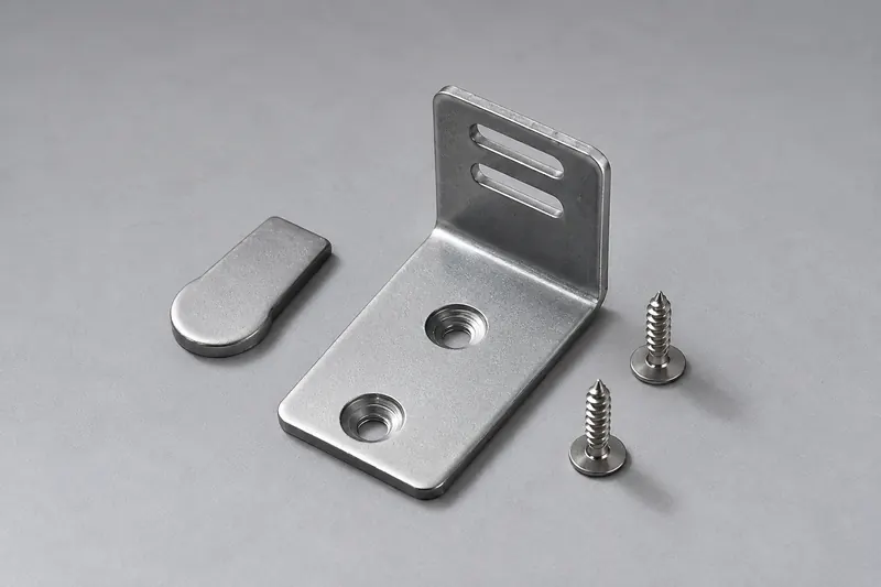 Stainless steel tile holder bracket with stopper and two screws