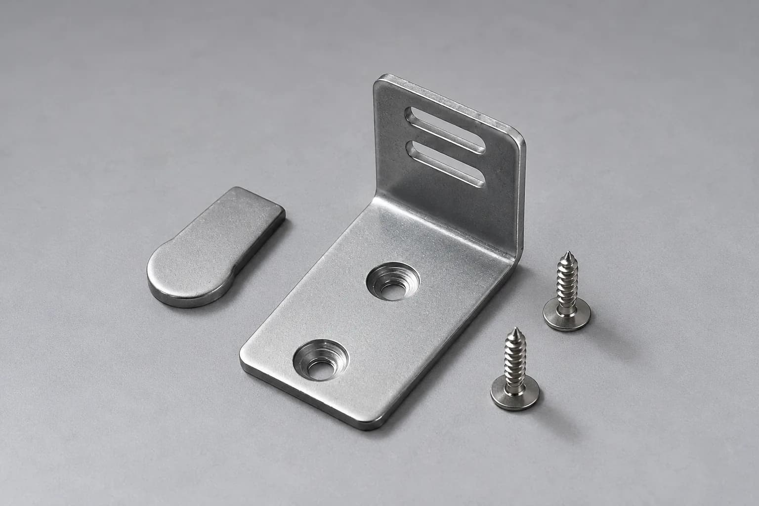 Stainless steel tile holder bracket with stopper and two screws