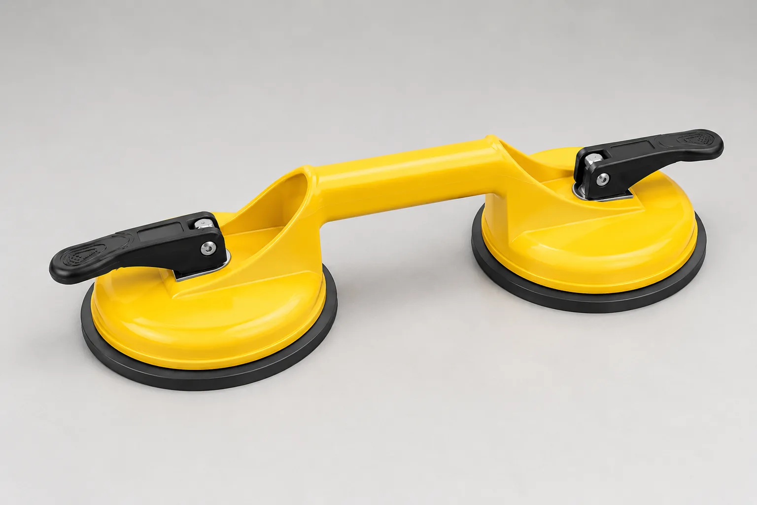Yellow double suction cup, side view